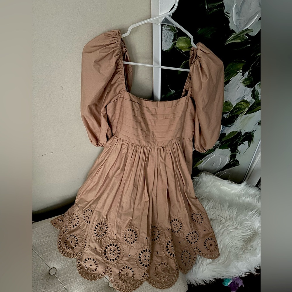 Abercrombie- Emerson Puff Sleeve Mini Dress- Brown M